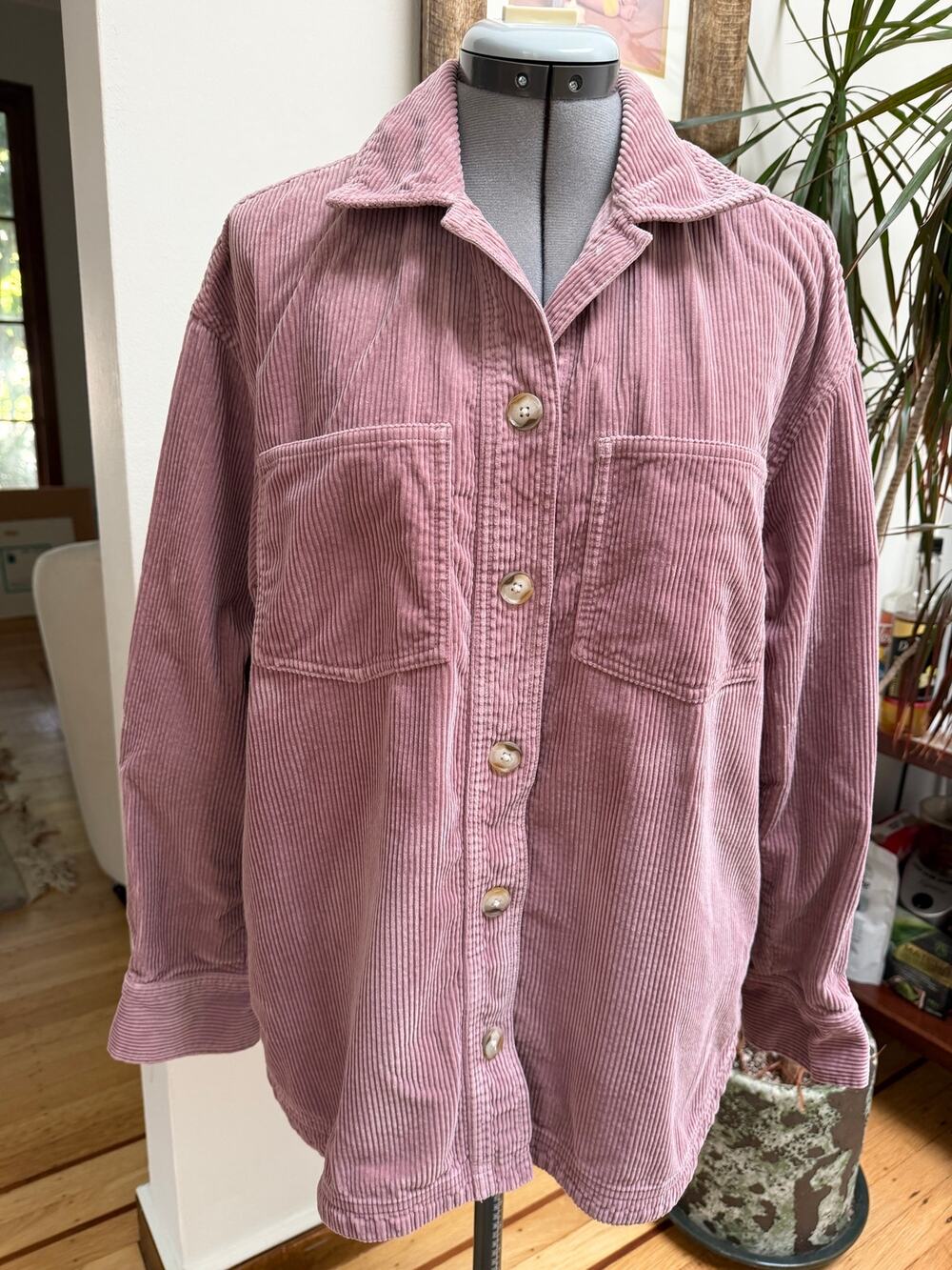 Madewell Corduroy Kentwood Oversized Shirt-Jacket in Mauve (Medium)